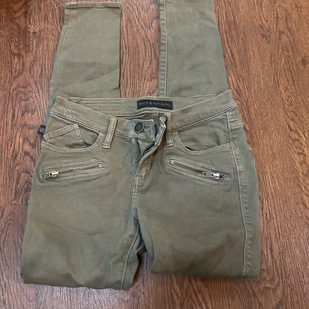 Rock & Republic Green Skinny Jeans Stretch Fit